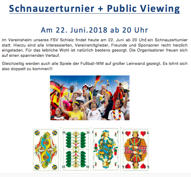 Schnauzerturnier und Public Viewing im FSV Vereinsheim