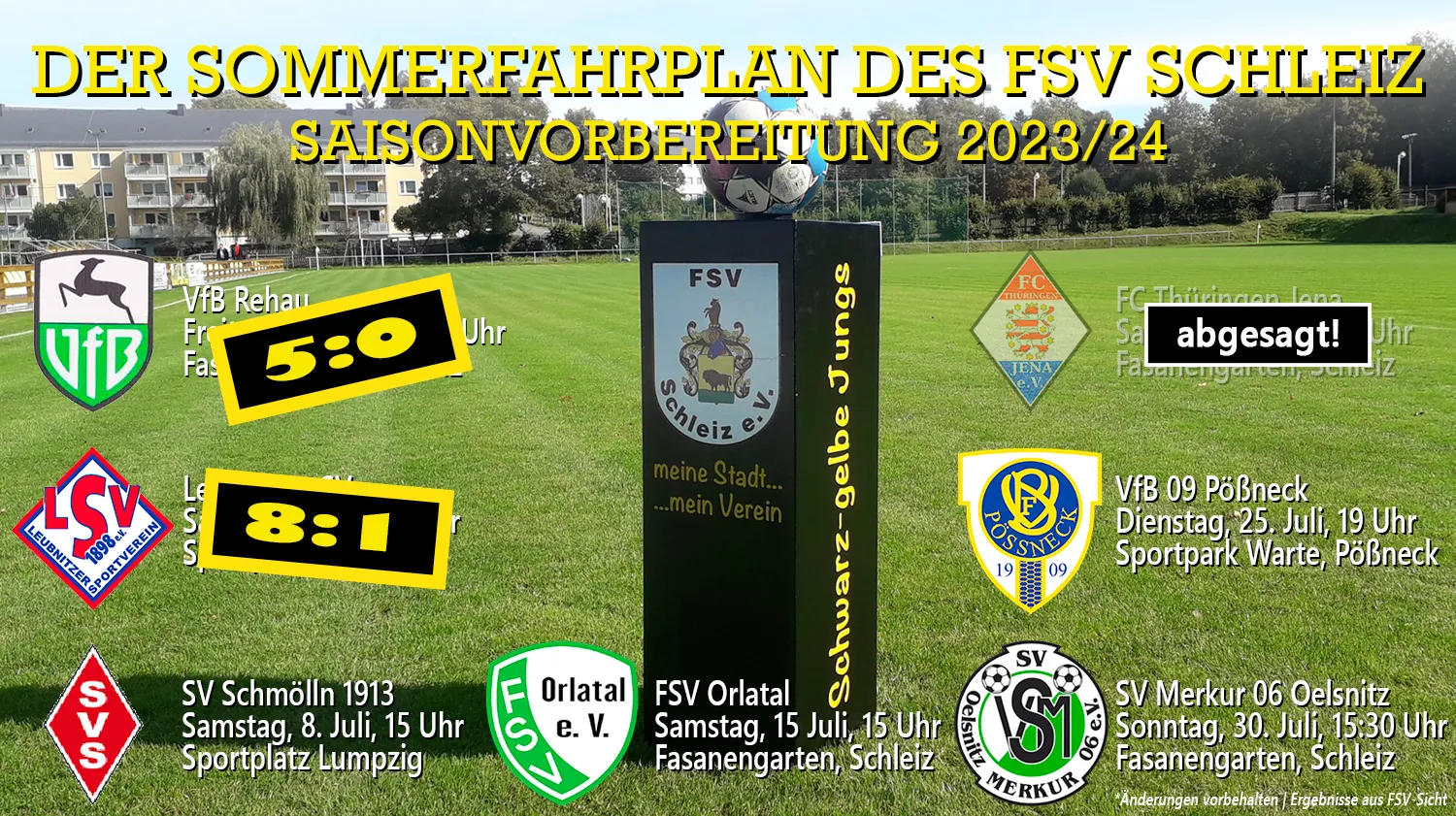 Testspiel des FSV Schleiz gegen den SV Schmölln 1913 steigt in Lumpzig