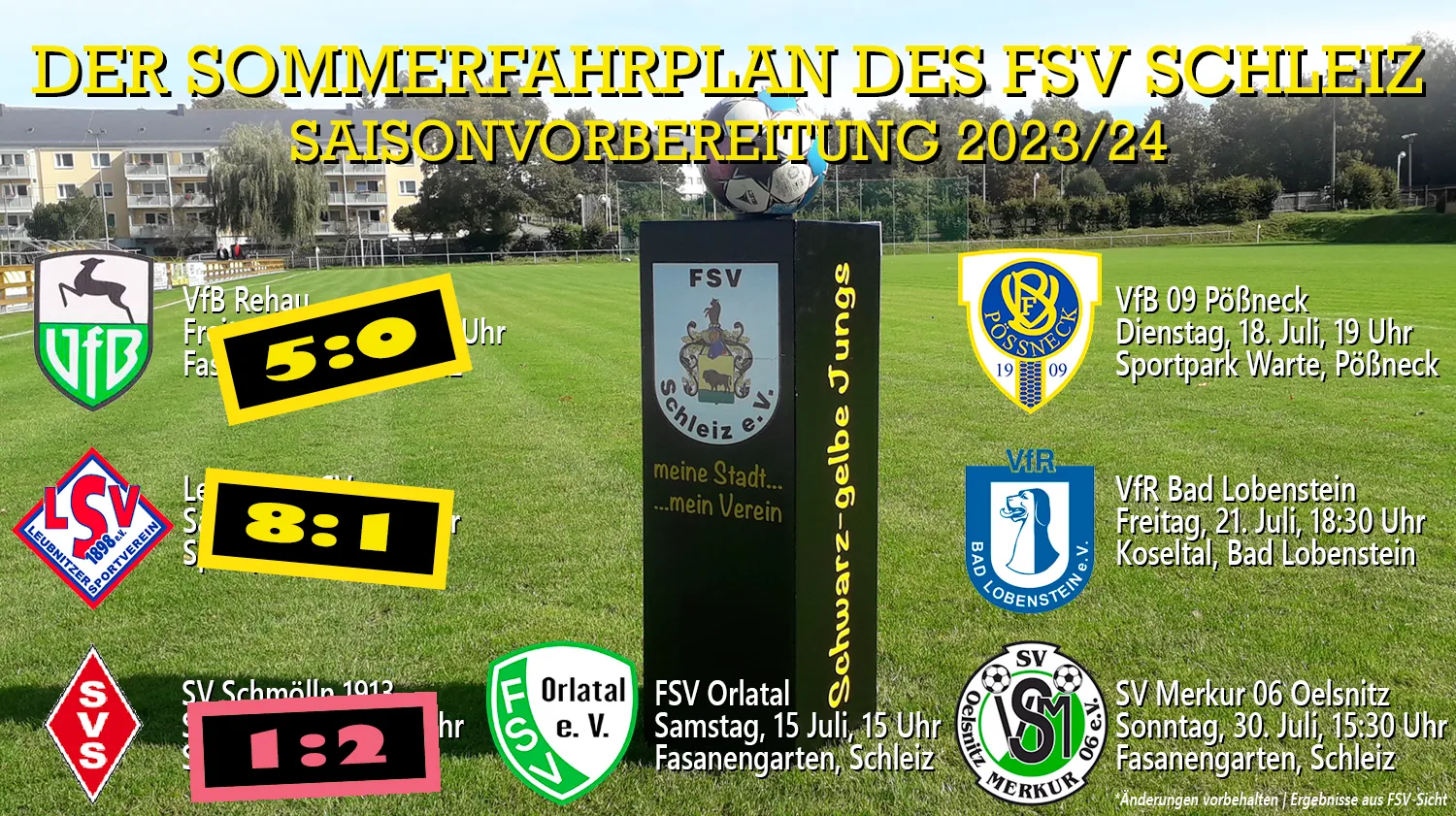 Heimspiel gegen FSV Orlatal läutet "Saale-Orla-Woche" des FSV Schleiz ein