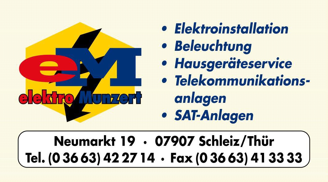FSV Schleiz 2 bedankt sich bei Elektro Munzert!